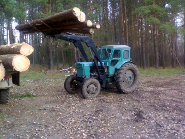 Нужно вывести из леса 35 бревен трактор
